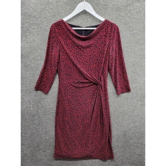 Ralph Lauren Dresses & Skirts - Lauren Ralph Lauren Dress Women's 6 Red Black Leaf Print Twist Knot Stretch